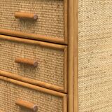 Vintage rattan and woven wicker chest of drawers 1970