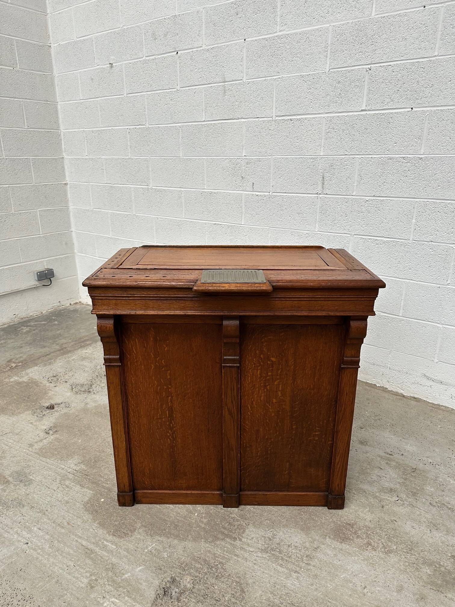 Late 19th century oak reception counter