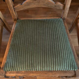 4 antique chairs with green velvet upholstery