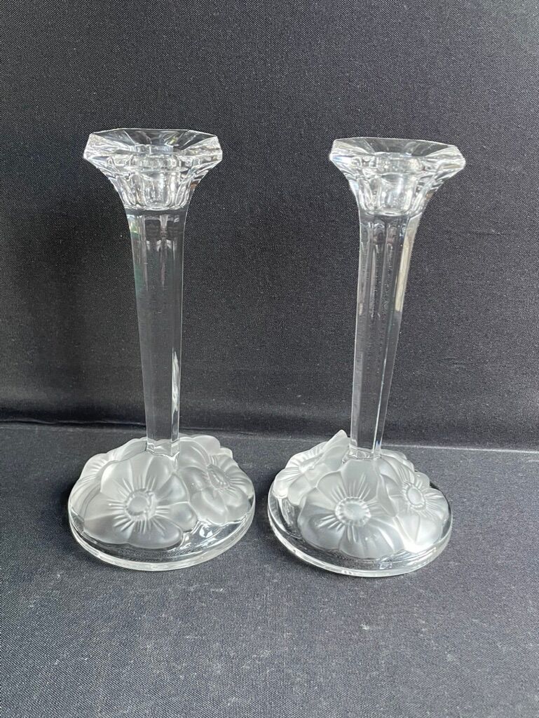 Pair of crystal candle holders - Cristallerie Nachtmann