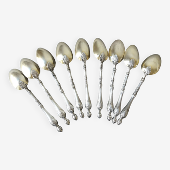 Series of 9 small spoons in sterling silver and vermeil