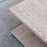 Two tier mid-century travertine coffee table