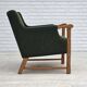 1970s, Danish armchair, green furniture wool, solid oak wood.