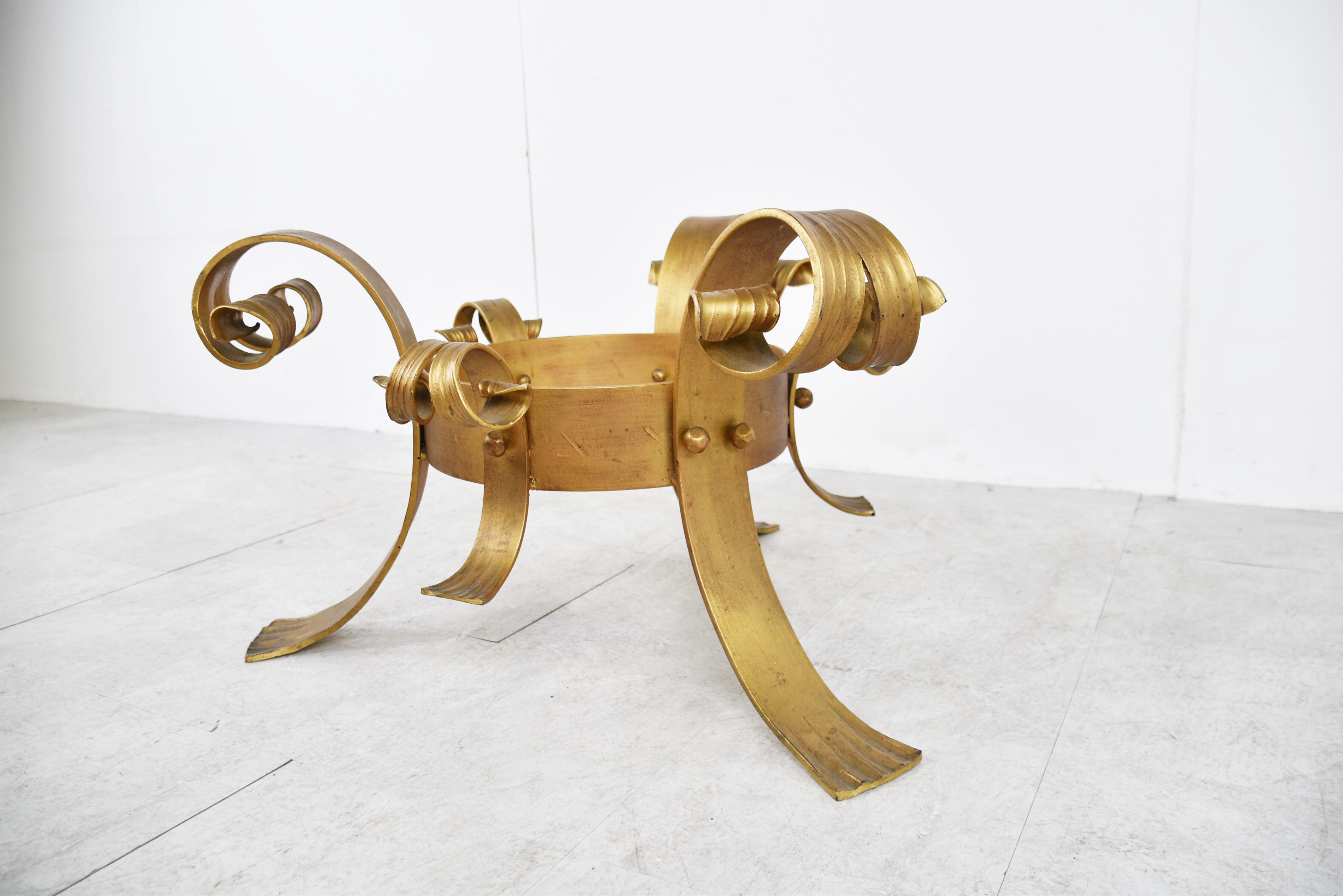 Gilt metal brutalist coffee table, 1960s