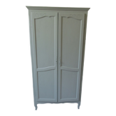 Wardrobe, vintage green of gray dresser waxed finish, 2 doors, 2 shelves.
