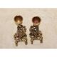 Pair of gilded bronze candlestick holders in brutalist style from around 1970.