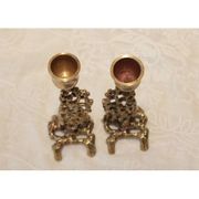 Pair of gilded bronze candlestick holders in brutalist style from around 1970.