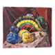The wool basket, still life signed by Camille Mouret.