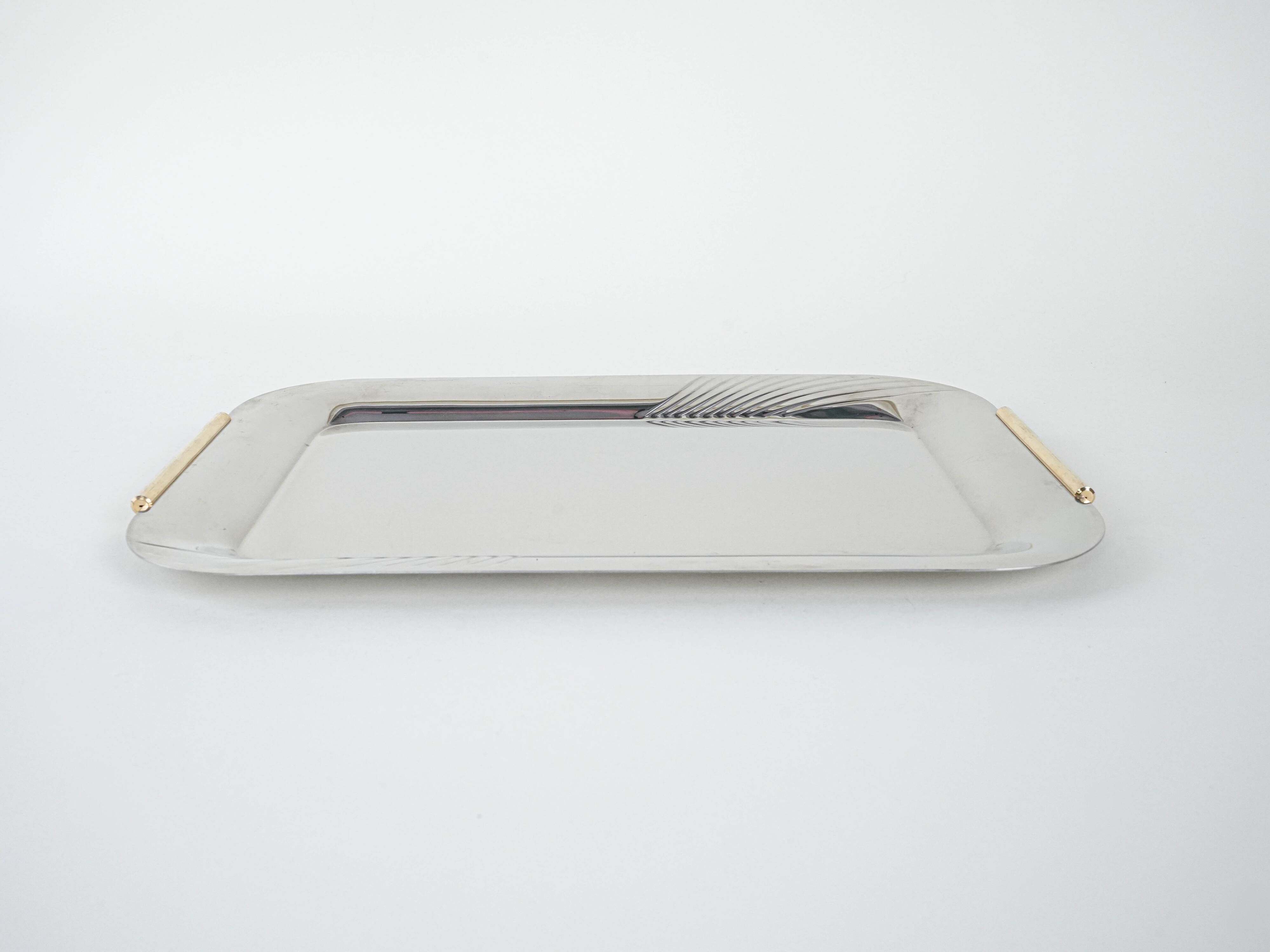 Stainless steel tray, Italian design, 1970s, made in Italy