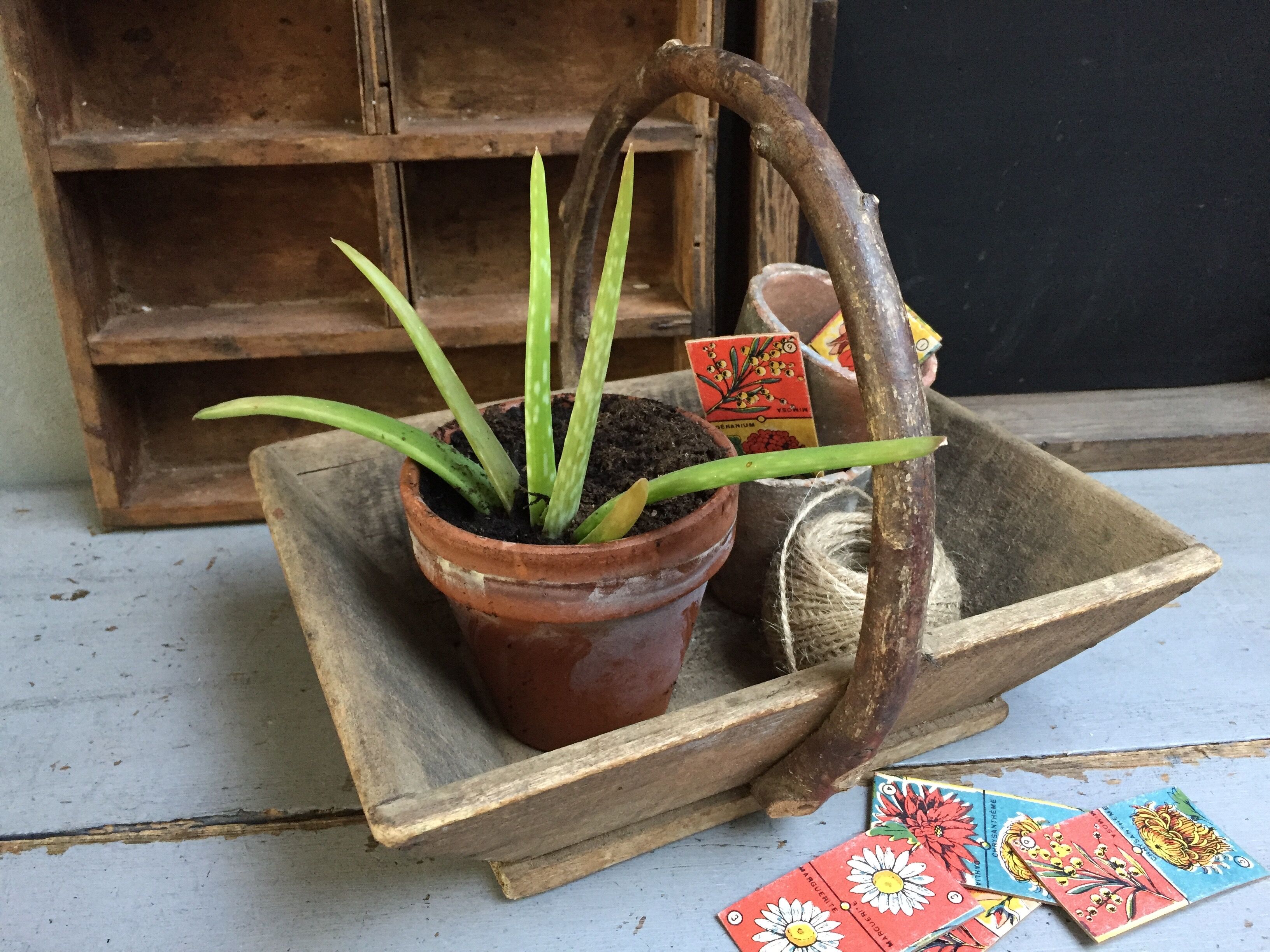 Picking crude wooden basket