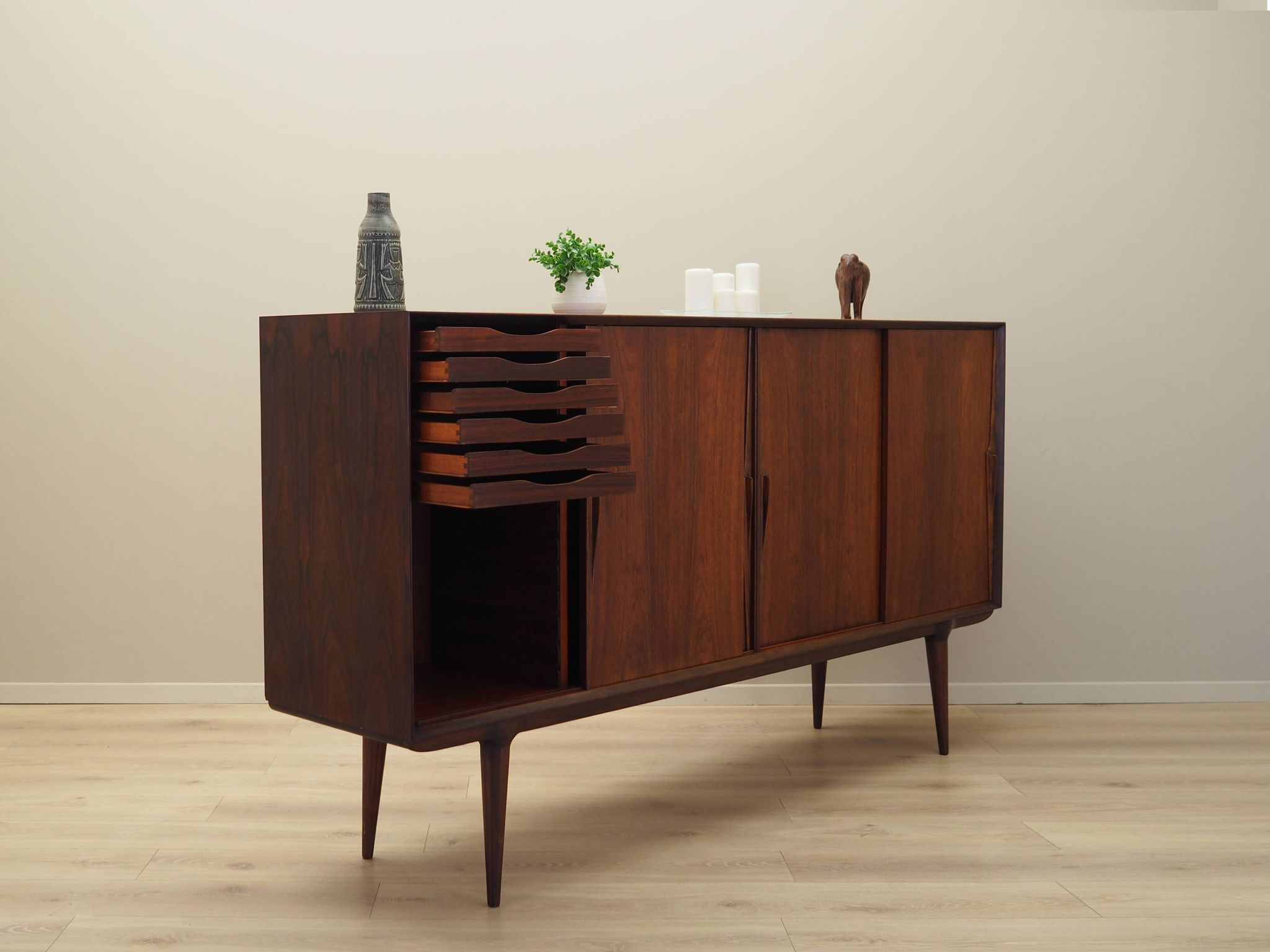 Rosewood highboard, Danish design, 1970s, manufacturer: Omann Jun