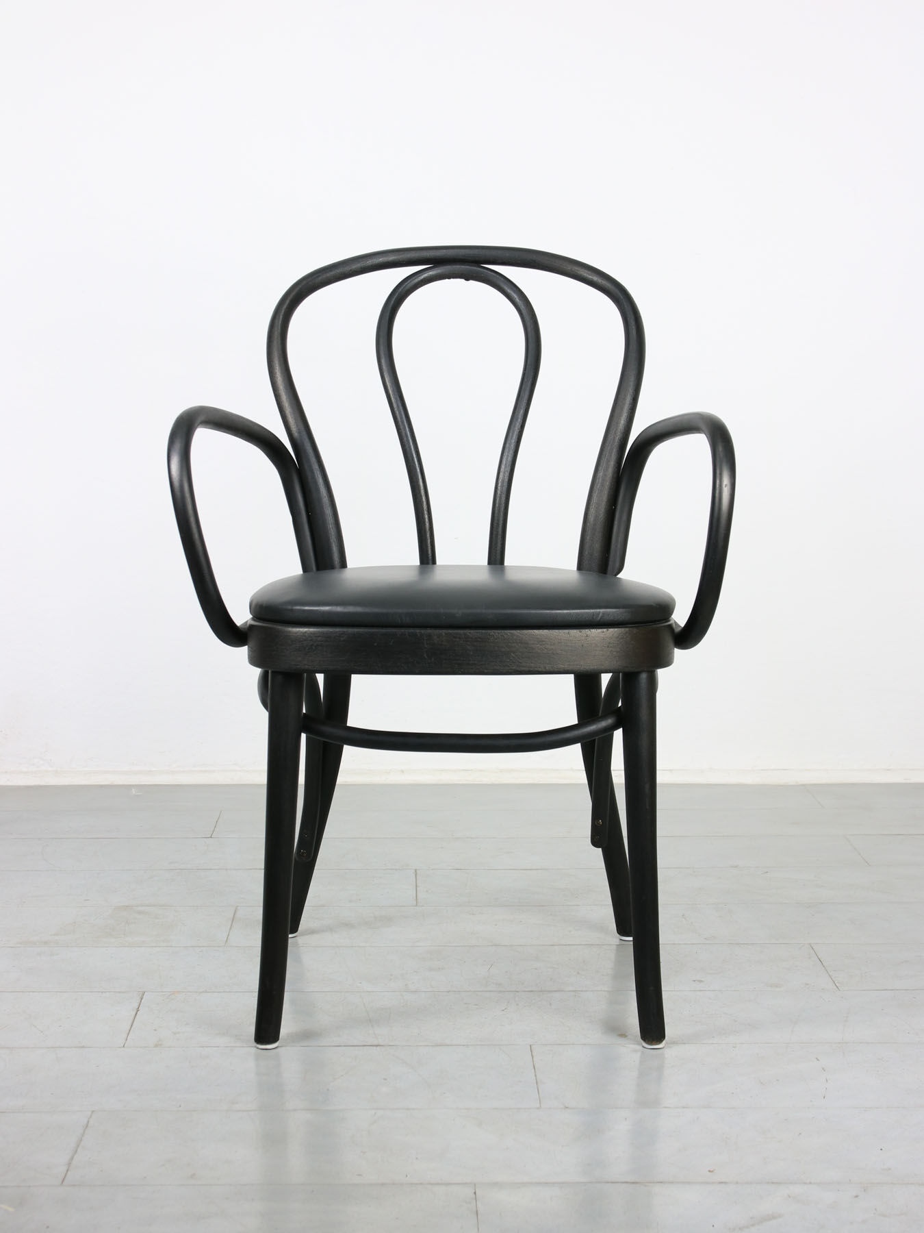 Black bentwood leather armchair