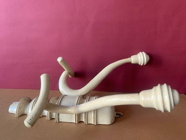 Old coat and hat rack, wall-mounted, in curved wood, from Bistrot, 1920