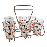 Vintage 6 Verres trumblers Jeu de cartes