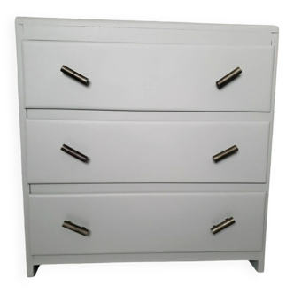 Commode vintage en bois massif peint