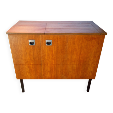 Bureau malle moderniste année 60, teck