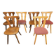 Set of 6 mismatched Baumann style bistro chairs from the 1970s
