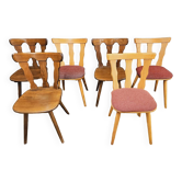 Lot de 6 chaises bistrots style Baumann dépareillées année 1970