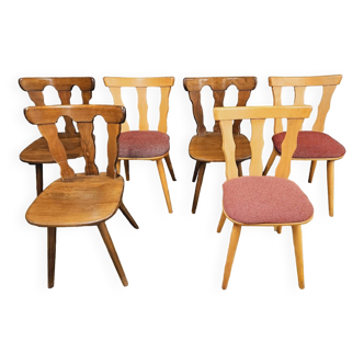 Set of 6 mismatched Baumann style bistro chairs from the 1970s