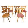 Lot de 6 chaises bistrots style Baumann dépareillées année 1970