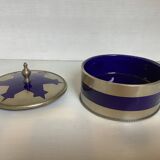 Candy box in cobalt blue ceramic and metal