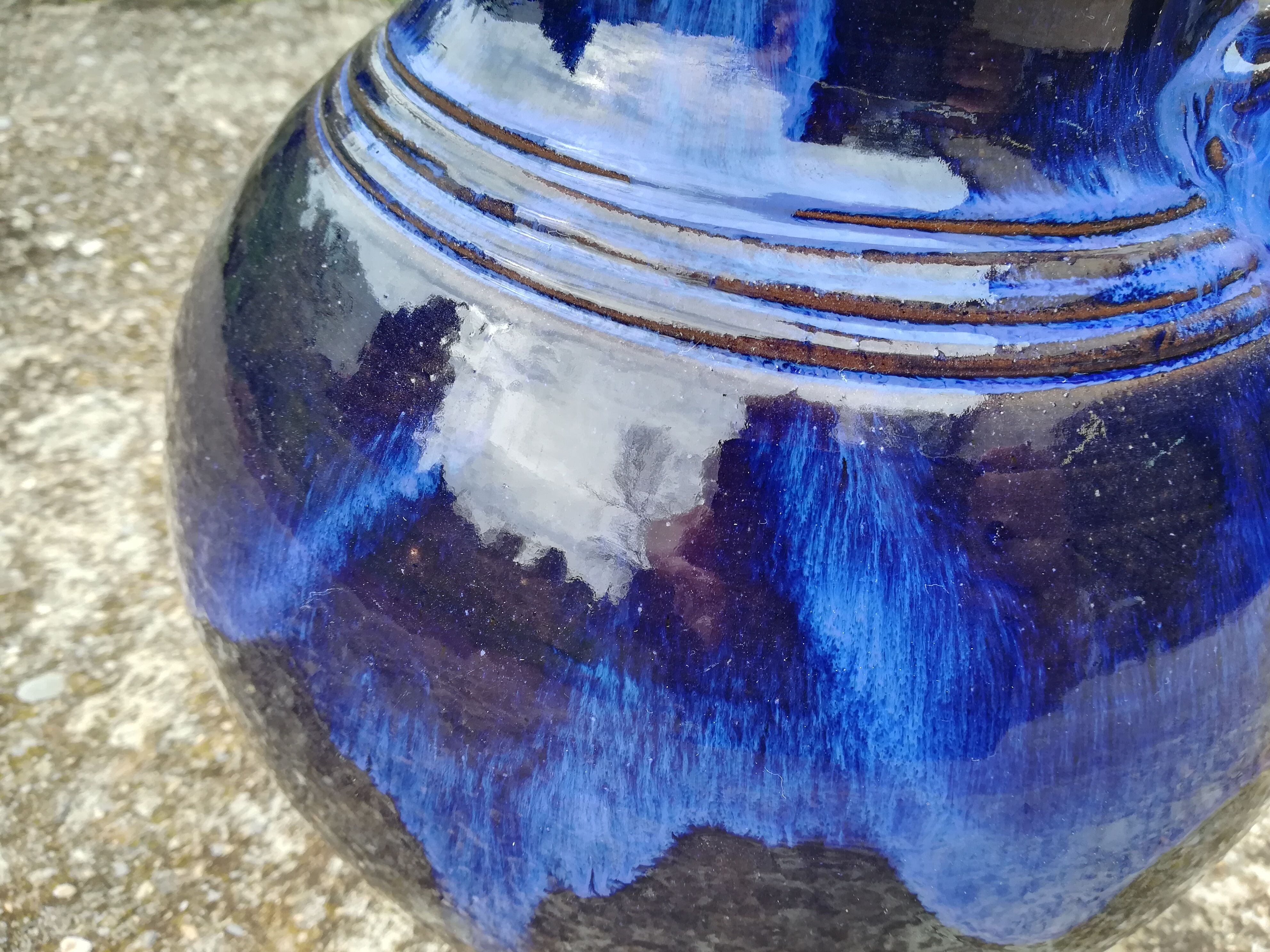 Pitcher in ceramic blue 5-litre varnished