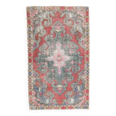 Tapis couloir géométrique turc vintage noué à la main 123x209