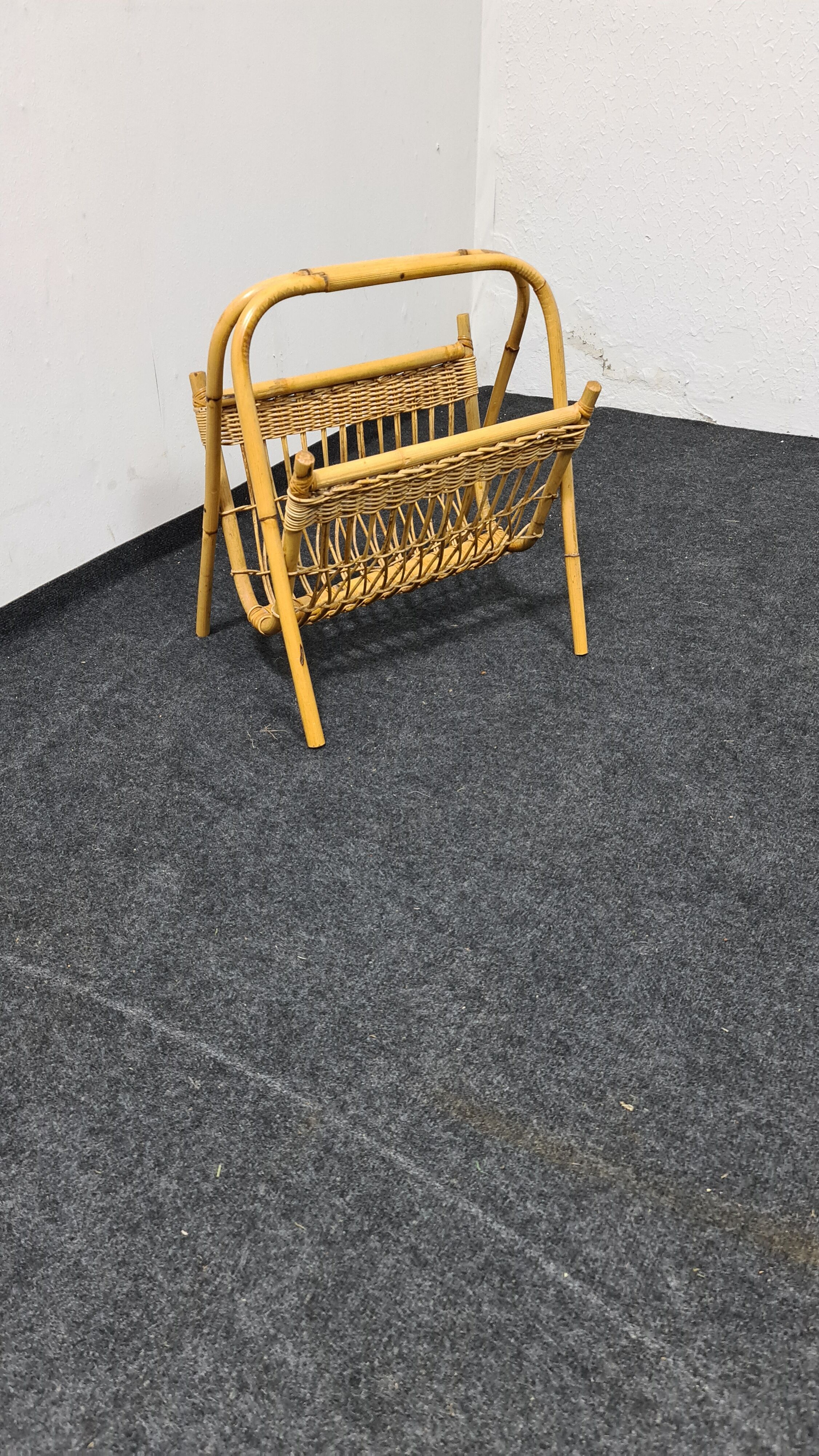 Vintage wicker paper or magazine rack