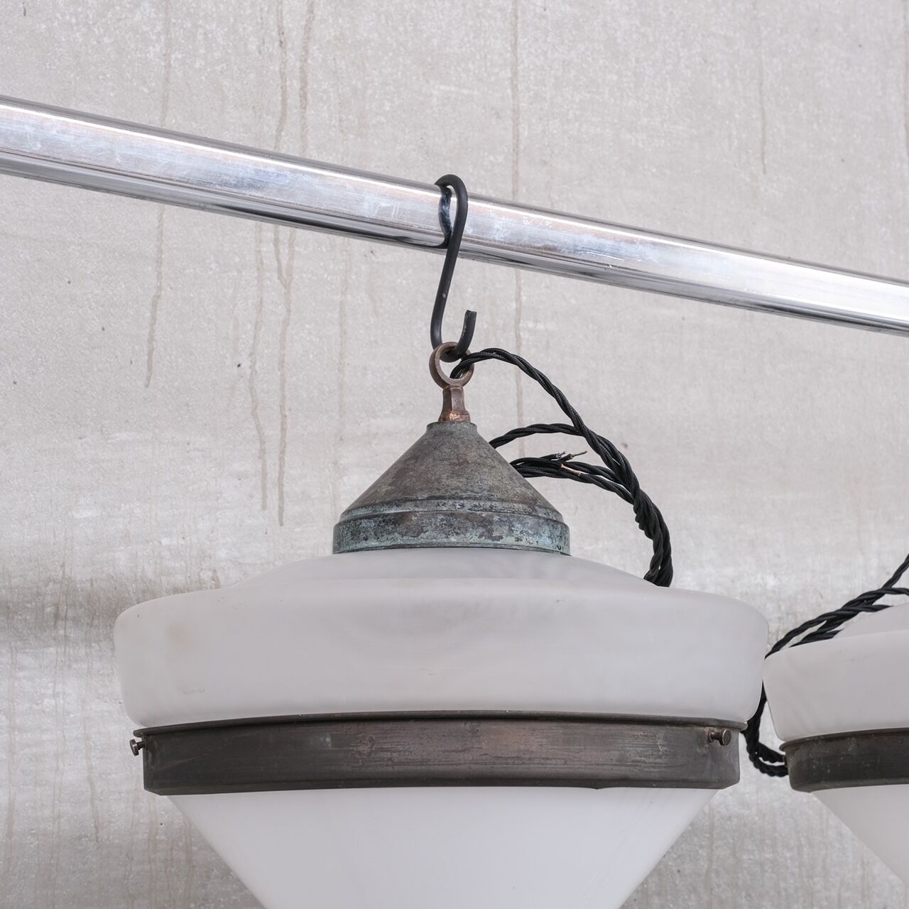 Pair of two tone french pendant lights