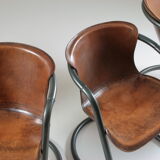 4 chairs in tanned cognac leather, Italy