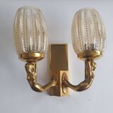 Golden bronze wall lamp with mermaids for an old bathroom.