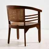 Beech and rattan armchair