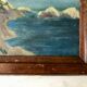 Oil painting on wood seaside landscape signed 40s-50s
