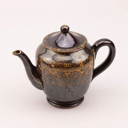 Coffee or tea service Sarreguemines Rockingham black and gold - 26 pieces