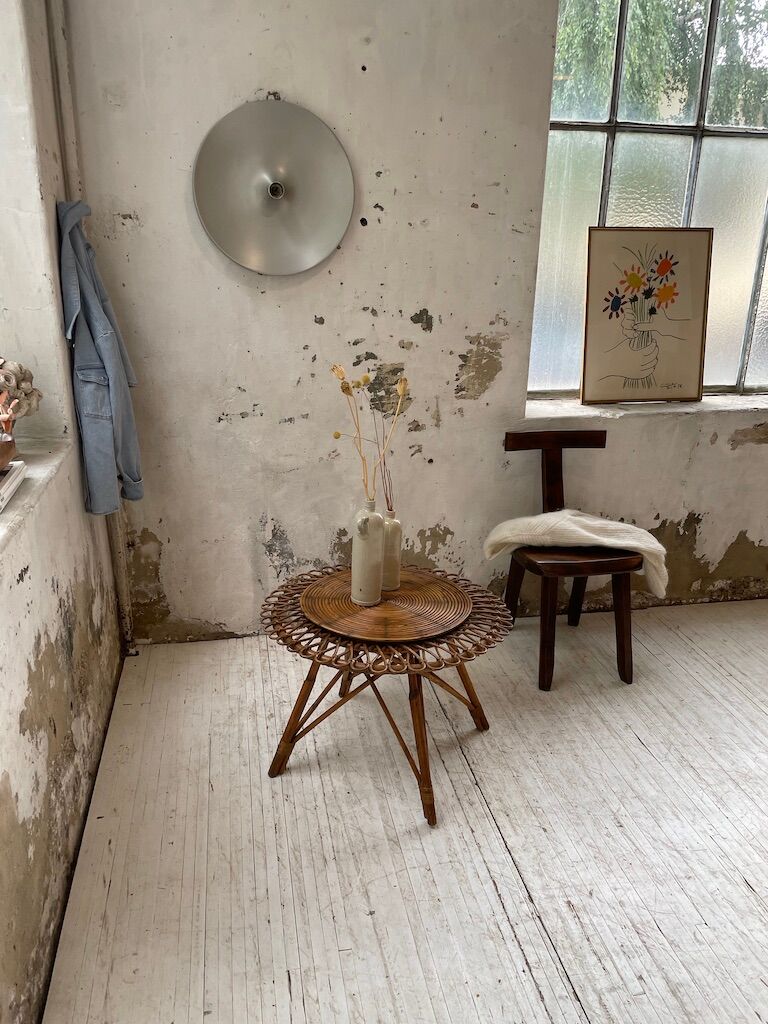 Rattan “sun” coffee table