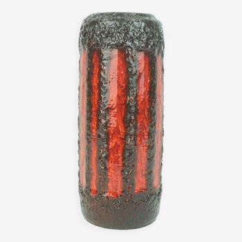Scheurich vase modèle 532-28 rouge orange marron motif à rayures fat lava années 1960 70