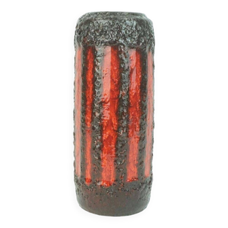 Scheurich vase modèle 532-28 rouge orange marron motif à rayures fat lava années 1960 70