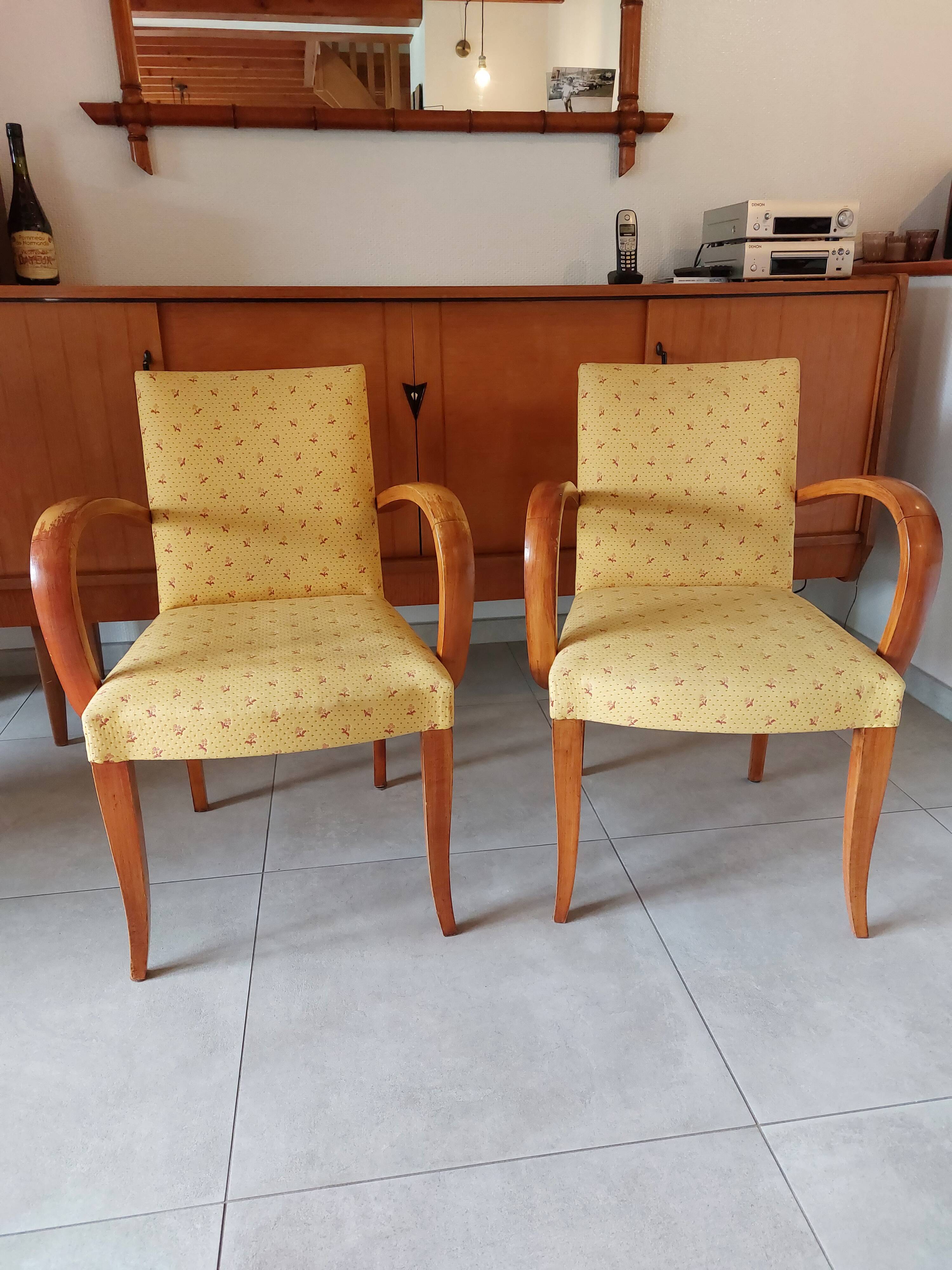 Pair of yellow bridge armchairs