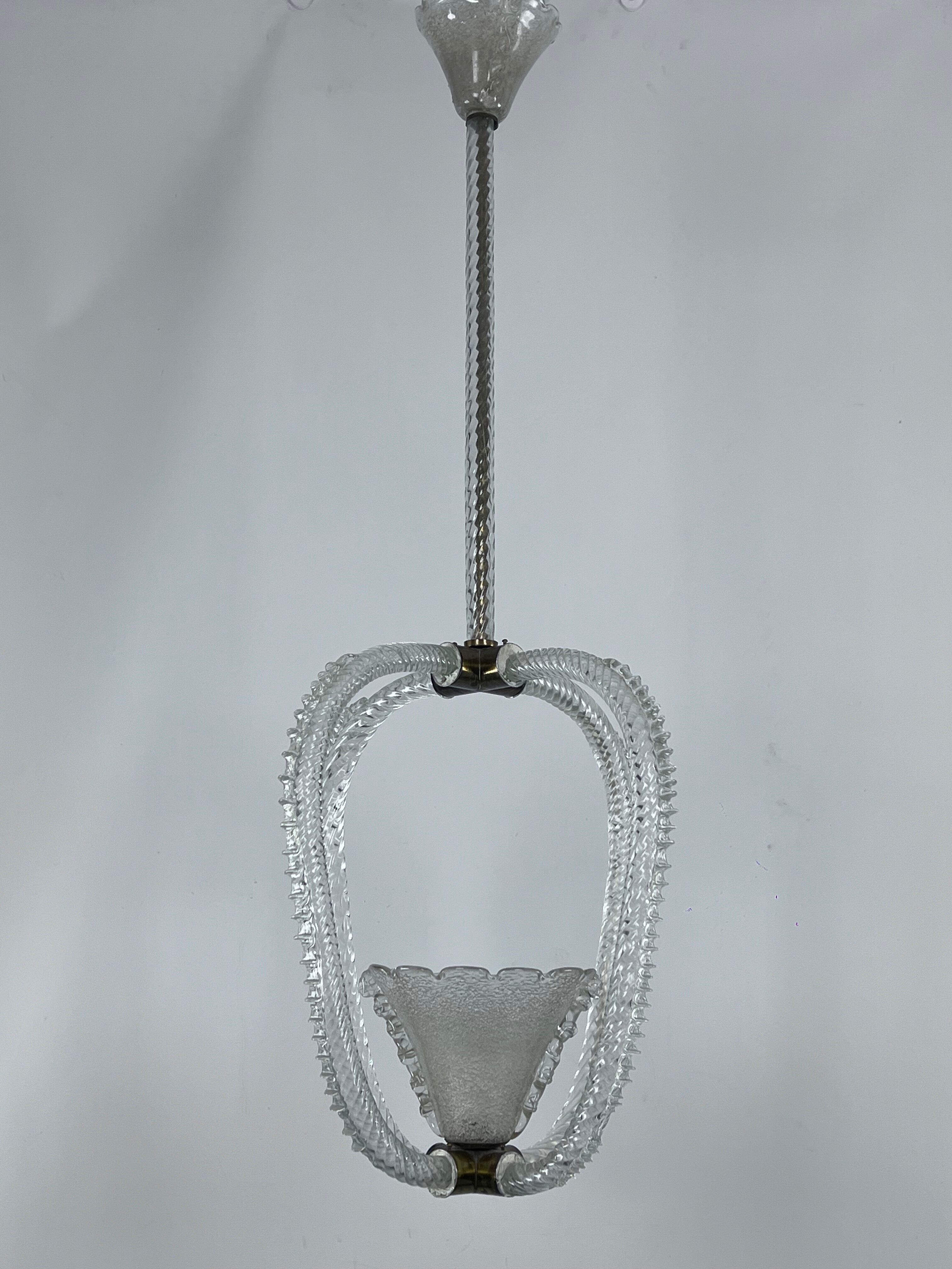 Ercole Barovier Murano glass pendant lamp Italy 1930s