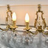 Pair of Wall Lamp Bronze And Crystal 2 Lights