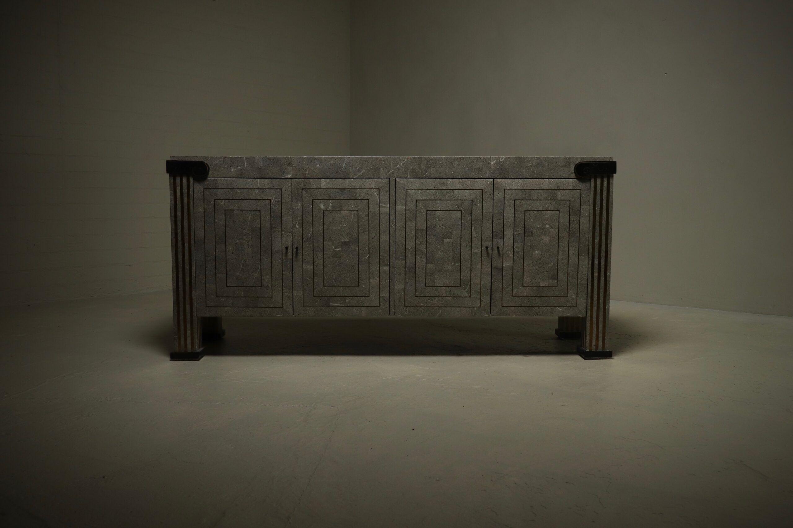 Maitland-Smith tessellated marble and brass sideboard 1980s