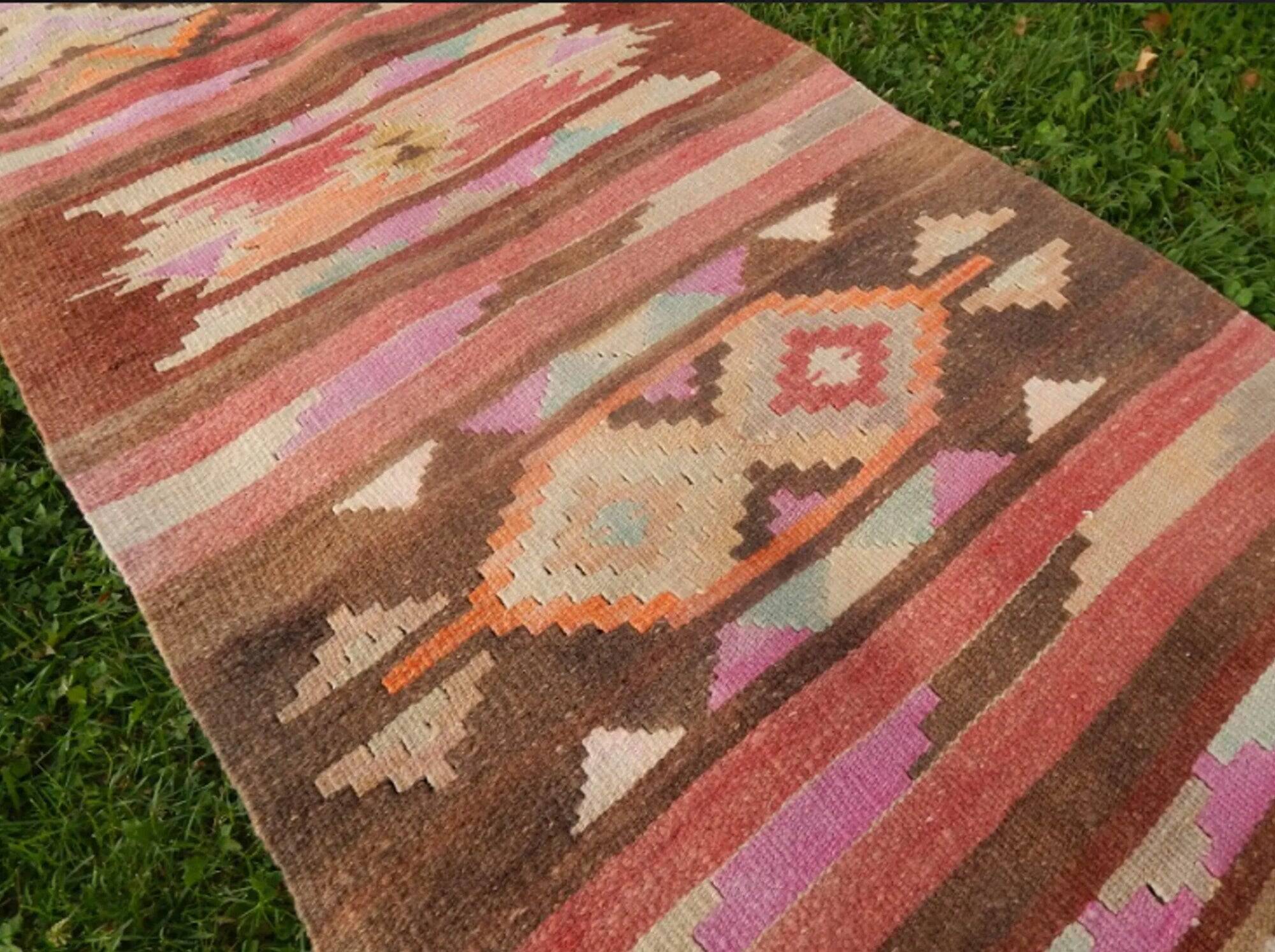 Vintage Turkish hallway rug 78x298 cm