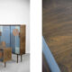 Set of 2 mid-century modern scandinavian hand-painted birch cabinet & sideboard, 1960s