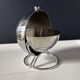 Chrome metal countertop sugar bowl with lid