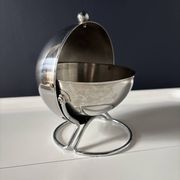 Sucrier boule de comptoir en métal chromé à couvercle