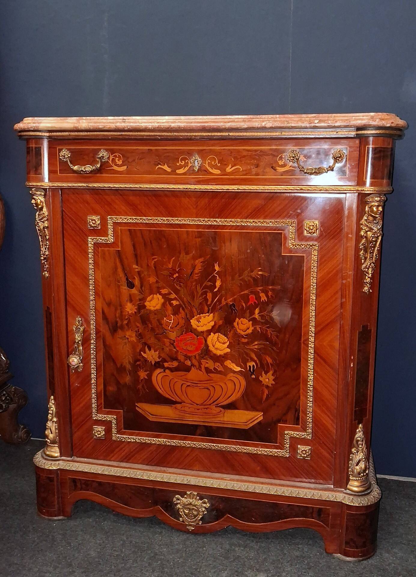Napoleon III Support Table in Floral Marquetry
