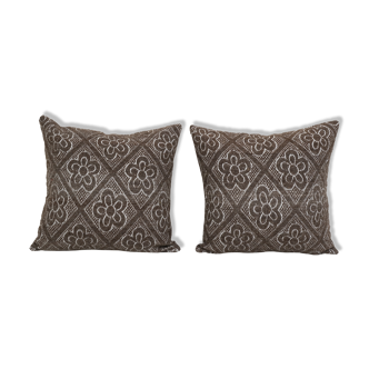 Set of two organic wool outdoor turkish old kilim pillow covers