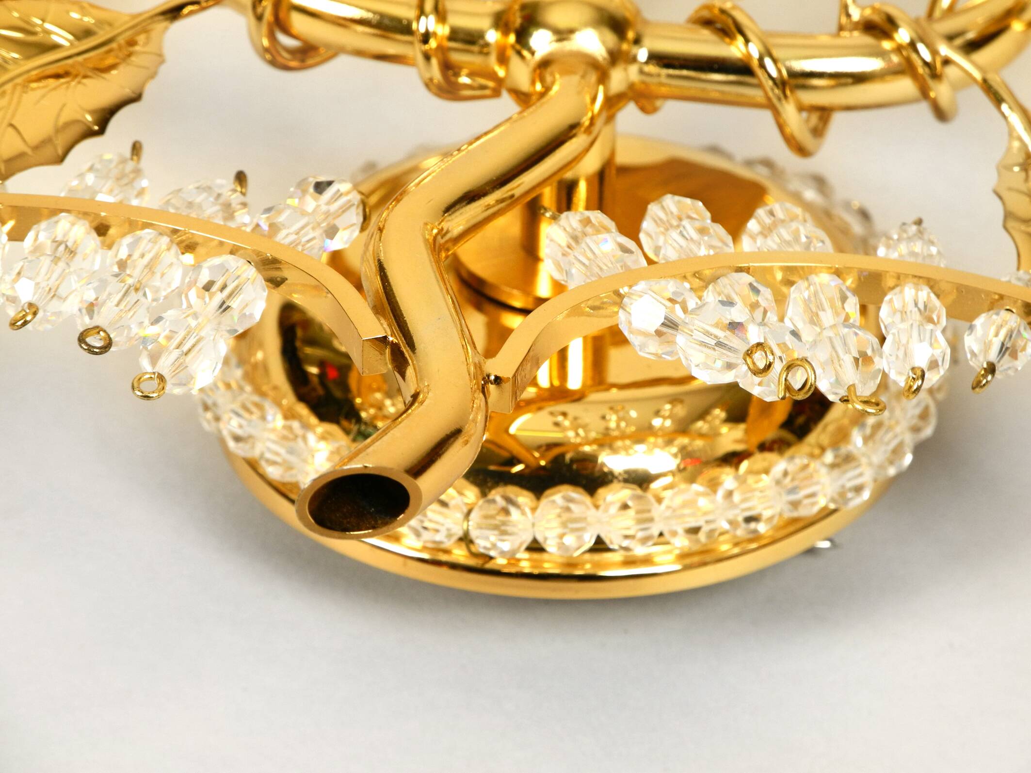 1970s brass crystal glass floral wall lamp by Ernst Palme unused condition