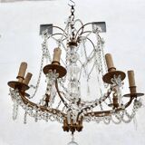 8-Light Bronze Chandelier with Crystal Tassels