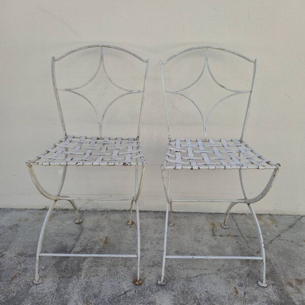 Paire de chaises de jardin en fer forgé, XIXème s.